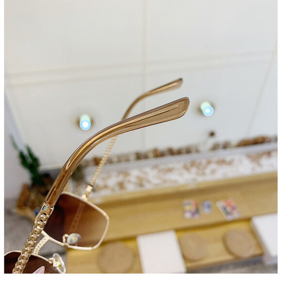 Square Shaped Patchwork Sunglasses In Brown - Picture 6 of 6